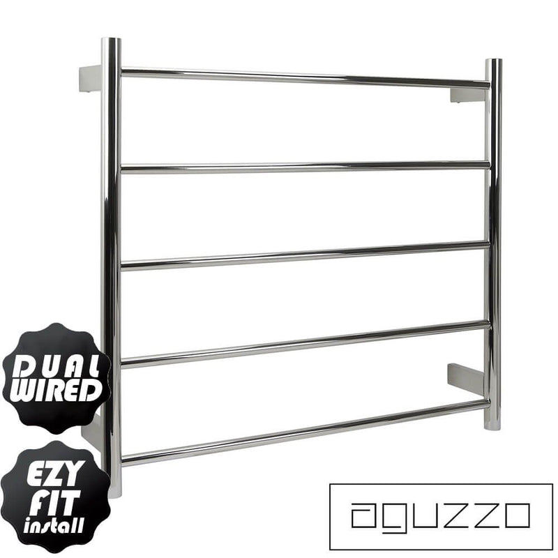 Aguzzo EZY FIT 750mm x 700mm Round Tube Dual Wired Heated Towel Rail Brushed Nickel - Sydney Home Centre