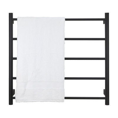 Aguzzo EZY FIT 750mm x 700mm Round Tube Dual Wired Heated Towel Rail Matte Black - Sydney Home Centre