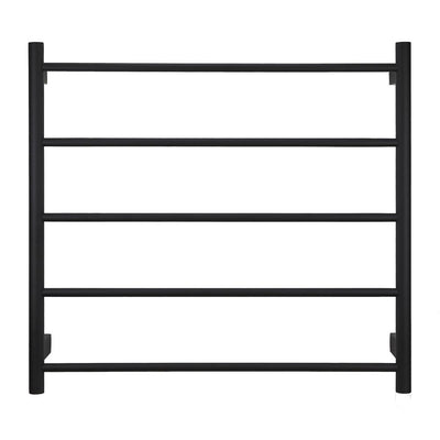 Aguzzo EZY FIT 750mm x 700mm Round Tube Dual Wired Heated Towel Rail Matte Black - Sydney Home Centre