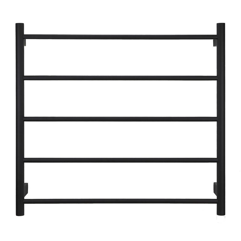 Aguzzo EZY FIT 750mm x 700mm Round Tube Dual Wired Heated Towel Rail Matte Black - Sydney Home Centre