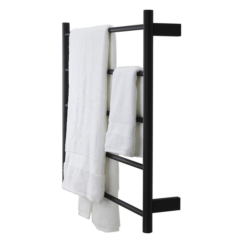 Aguzzo EZY FIT 750mm x 700mm Round Tube Dual Wired Heated Towel Rail Matte Black - Sydney Home Centre