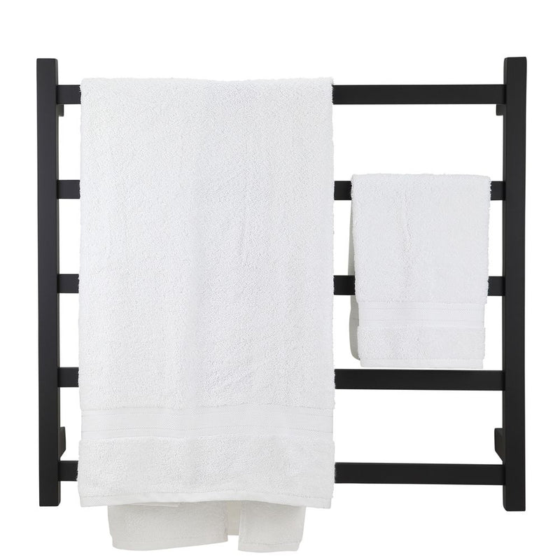 Aguzzo EZY FIT 750mm x 700mm Square Tube Dual Wired Heated Towel Rail Matte Black - Sydney Home Centre