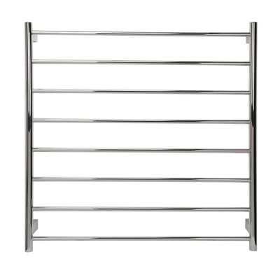 Aguzzo EZY FIT 900mm x 920mm Round Tube Dual Wired Heated Towel Rail Brushed Nickel - Sydney Home Centre