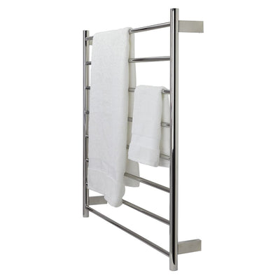 Aguzzo EZY FIT 900mm x 920mm Round Tube Dual Wired Heated Towel Rail Brushed Nickel - Sydney Home Centre