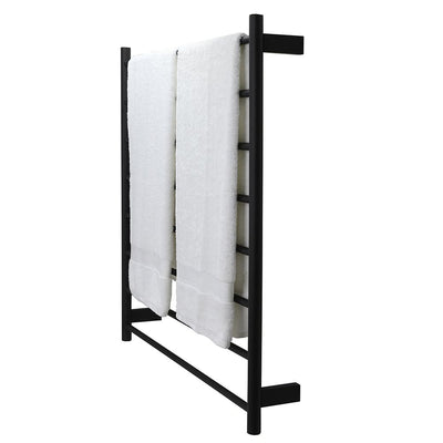 Aguzzo EZY FIT 900mm x 920mm Round Tube Dual Wired Heated Towel Rail Matte Black - Sydney Home Centre