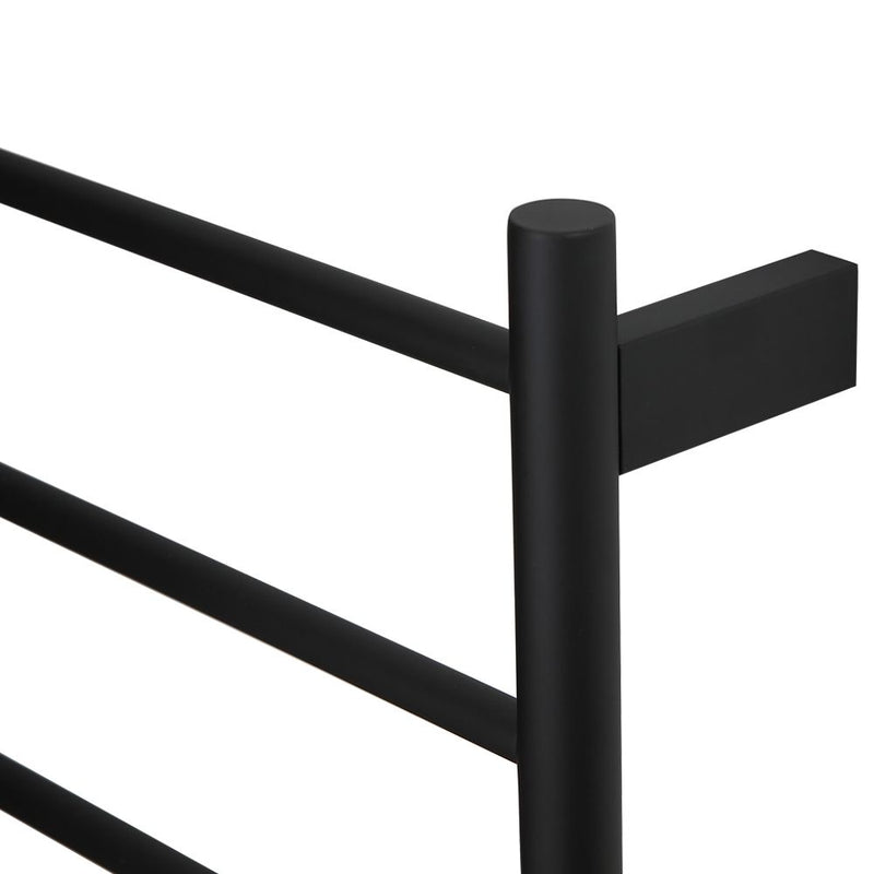 Aguzzo EZY FIT 900mm x 920mm Round Tube Dual Wired Heated Towel Rail Matte Black - Sydney Home Centre