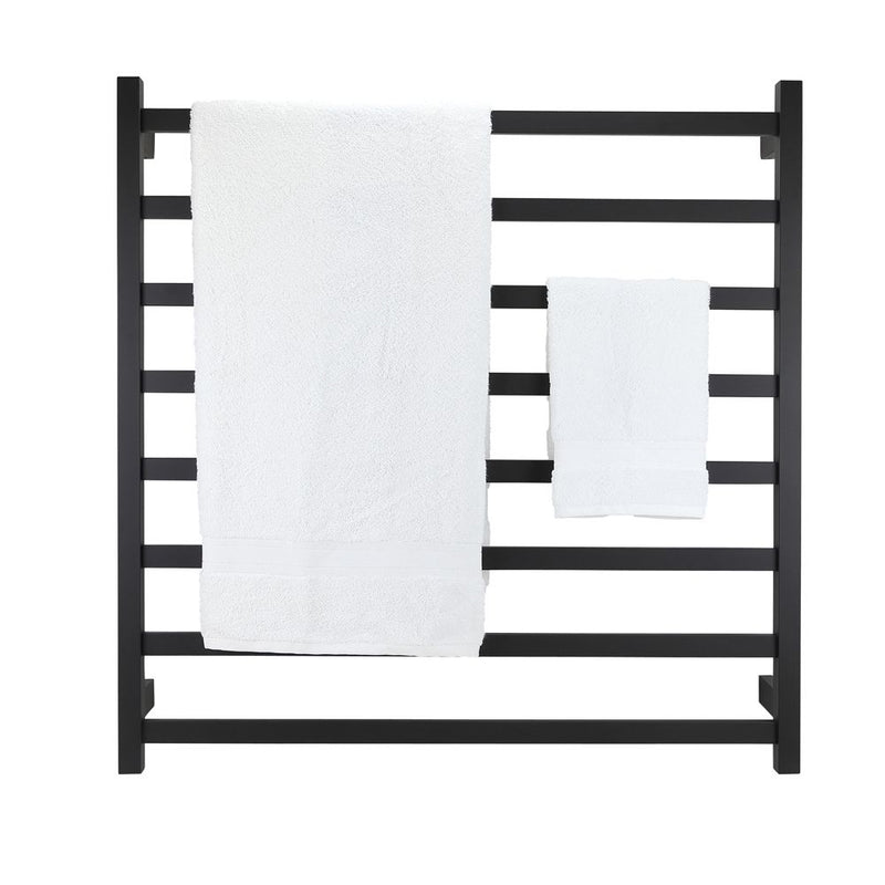 Aguzzo EZY FIT 900mm x 920mm Square Tube Dual Wired Heated Towel Rail Matte Black - Sydney Home Centre