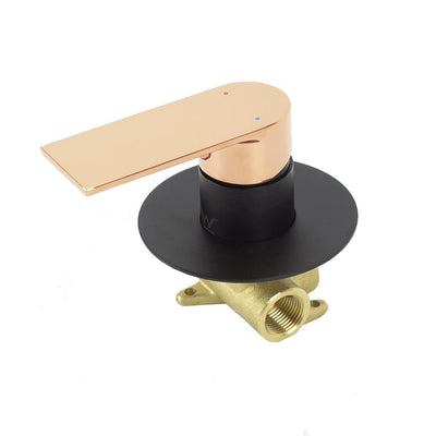 Aguzzo Prato Wall Mounted Bath & Shower Mixer Luxury Matte Black & Rose Gold - Sydney Home Centre