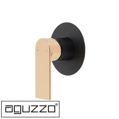 Aguzzo Prato Wall Mounted Bath & Shower Mixer Luxury Matte Black & Rose Gold - Sydney Home Centre