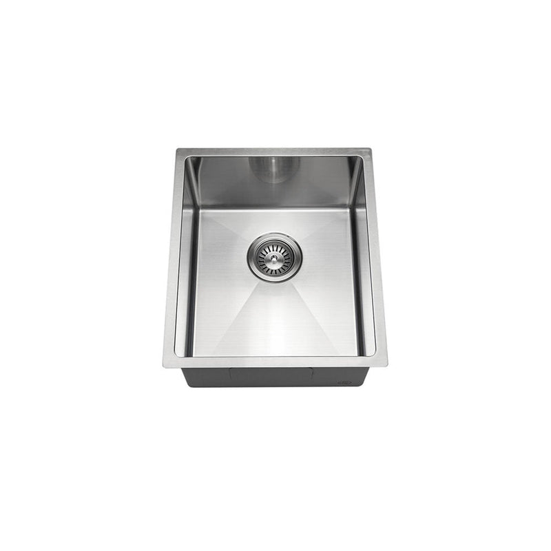 Aguzzo Stainless Steel Top/Under Mount 390mm Single Bowl Kitchen & Laundry Sink Brushed Satin - Sydney Home Centre