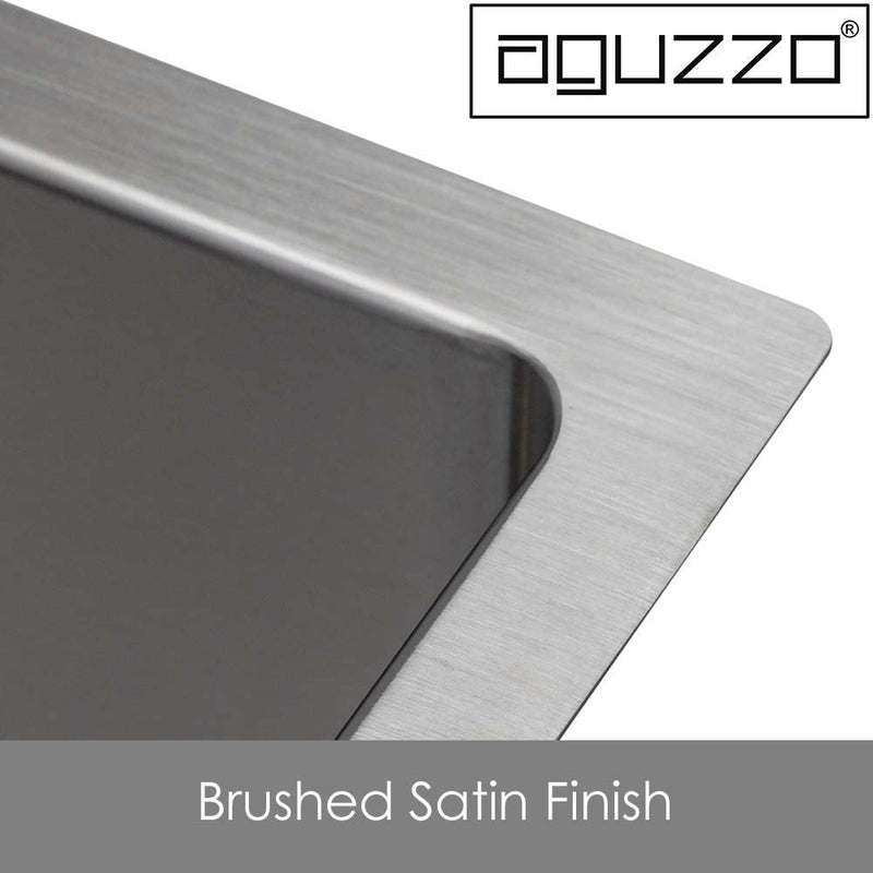 Aguzzo Stainless Steel Top/Under Mount 390mm Single Bowl Kitchen & Laundry Sink Brushed Satin - Sydney Home Centre