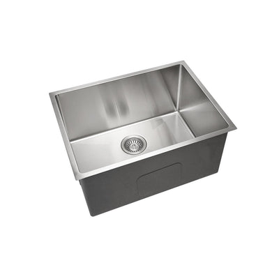 Aguzzo Stainless Steel Top/Under Mount 600mm Deep Single Bowl Kitchen & Laundry Sink Brushed Satin - Sydney Home Centre