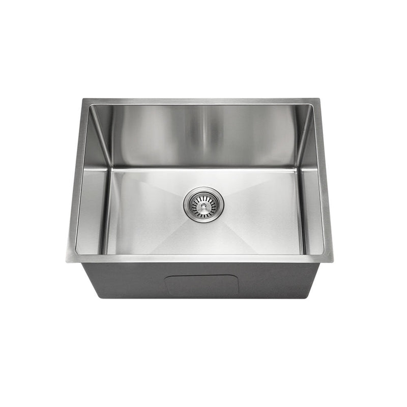 Aguzzo Stainless Steel Top/Under Mount 600mm Deep Single Bowl Kitchen & Laundry Sink Brushed Satin - Sydney Home Centre