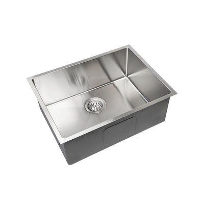 Aguzzo Stainless Steel Top/Under Mount 600mm Single Bowl Kitchen & Laundry Sink Brushed Satin - Sydney Home Centre