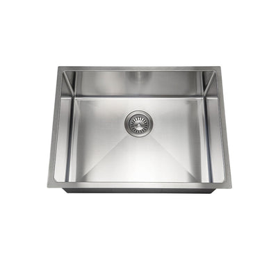 Aguzzo Stainless Steel Top/Under Mount 600mm Single Bowl Kitchen & Laundry Sink Brushed Satin - Sydney Home Centre