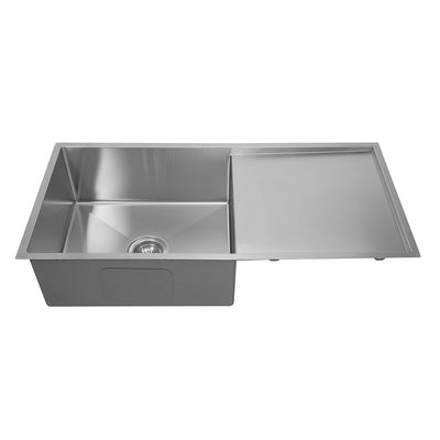 Aguzzo Stainless Steel Top/Under Mount 960mm Single Bowl With Drainer Kitchen Sink Brushed Satin - Sydney Home Centre