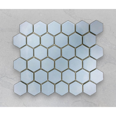 Antique Blue Gloss Glazed 51x59mm Hexagon - Sydney Home Centre