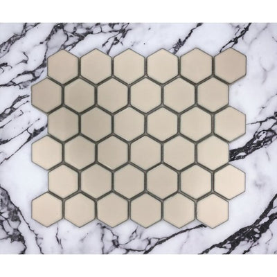 Antique White Gloss Glazed 51x59mm Hexagon - Sydney Home Centre