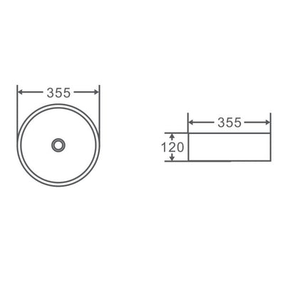 AquaBrite Art Counter Top Basin 355mm Gloss White - Sydney Home Centre