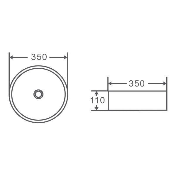 AquaBrite Art Counter Top Basin 355mm Matte White - Sydney Home Centre