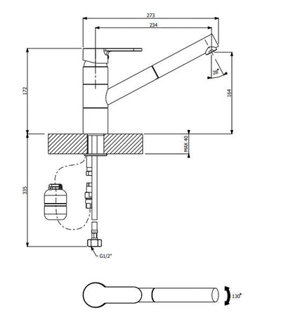 Armando Vicario ISA Pull Out Kitchen Mixer Chrome & Alpina - Sydney Home Centre