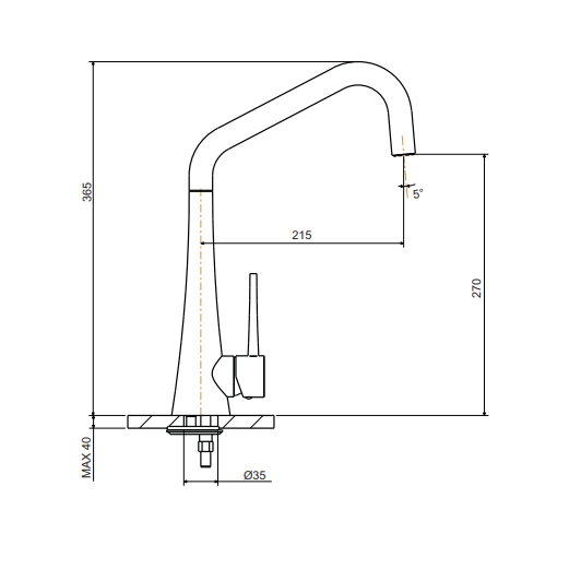 Armando Vicario TINK - D Kitchen Mixer With Pull - Out Brushed Gold - Sydney Home Centre