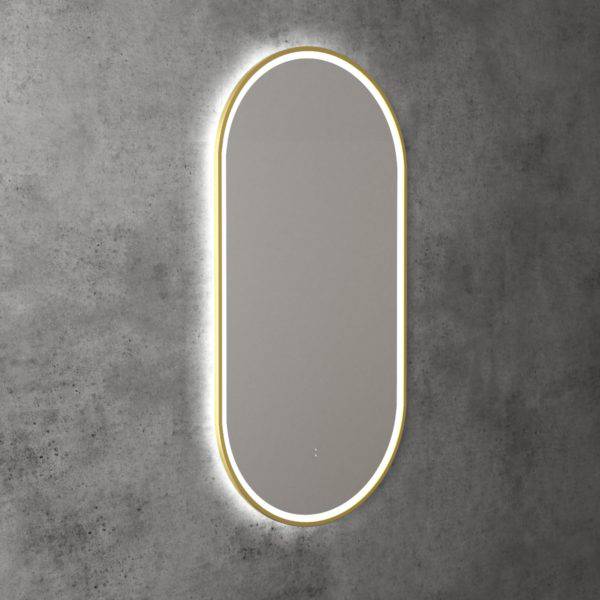 Aulic Beau Monde 900mm x 450mm Framed LED Mirror Brushed Gold - Sydney Home Centre