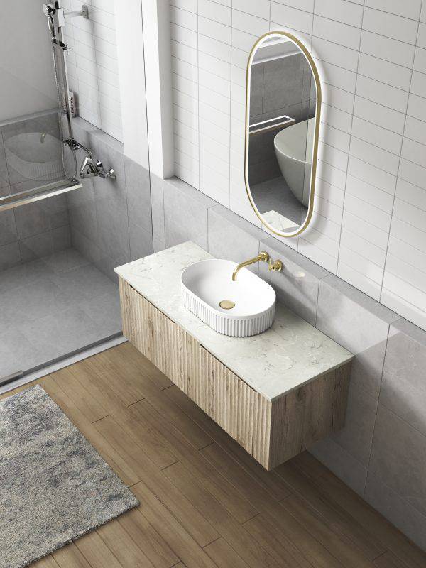 Aulic Cadel Pill Above Counter Basin V Groove Matte White - Sydney Home Centre