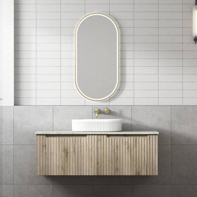 Aulic Calder 1200mm Wall Hung Vanity Laminated Wood Grain (Alpine Flat Quartz Stone Top) - Sydney Home Centre