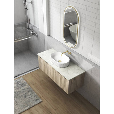 Aulic Calder 1200mm Wall Hung Vanity Laminated Wood Grain (Alpine Flat Quartz Stone Top) - Sydney Home Centre