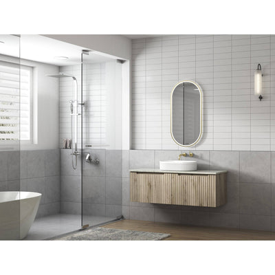 Aulic Calder 1200mm Wall Hung Vanity Laminated Wood Grain (Alpine Flat Quartz Stone Top) - Sydney Home Centre