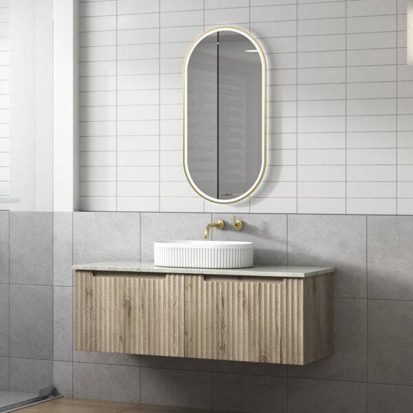 Aulic Calder 1200mm Wall Hung Vanity Laminated Wood Grain (Alpine Flat Quartz Stone Top) - Sydney Home Centre