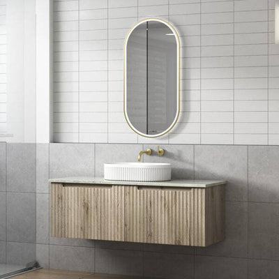 Aulic Calder 1200mm Wall Hung Vanity Laminated Wood Grain (Alpine Quartz Stone Top With Undermount Basin) - Sydney Home Centre