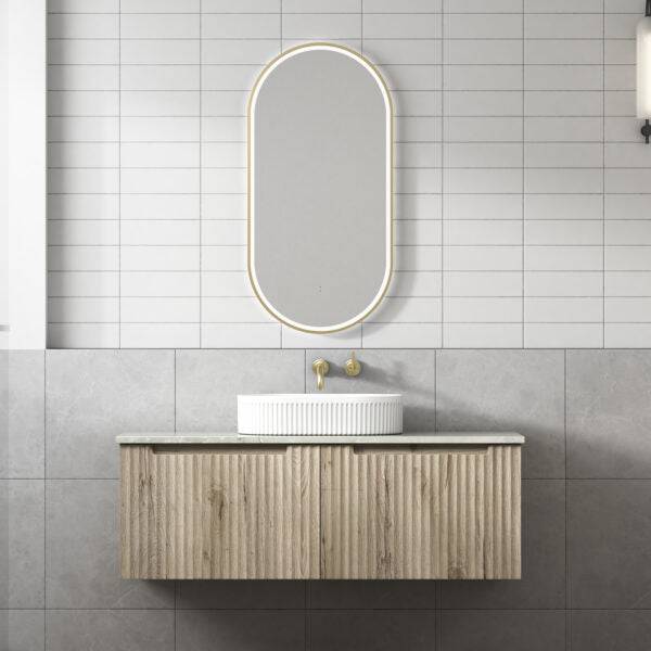 Aulic Calder 1200mm Wall Hung Vanity Laminated Wood Grain (Alpine Quartz Stone Top With Undermount Basin) - Sydney Home Centre