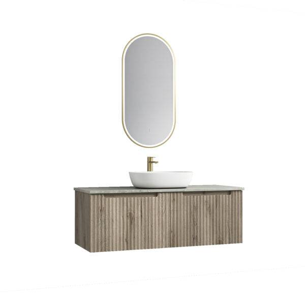 Aulic Calder 1200mm Wall Hung Vanity Laminated Wood Grain (Cato Stone Top With Undermount Basin) - Sydney Home Centre