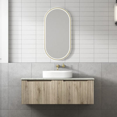 Aulic Calder 1200mm Wall Hung Vanity Laminated Wood Grain (Snow Flat Stone Top) - Sydney Home Centre