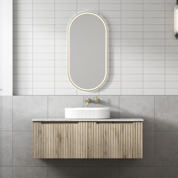 Aulic Calder 1200mm Wall Hung Vanity Laminated Wood Grain (Snow Flat Stone Top) - Sydney Home Centre