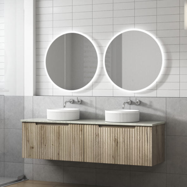 Aulic Calder 1500mm Single Bowl Wall Hung Vanity Laminated Wood Grain (Pure Flat Stone Top) - Sydney Home Centre