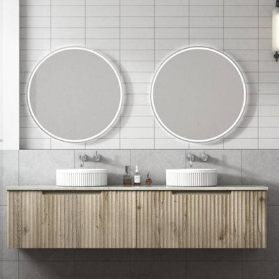 Aulic Calder 1800mm Double Bowl Wall Hung Vanity Laminated Wood Grain (Cato Stone Top With Undermount Basin) - Sydney Home Centre