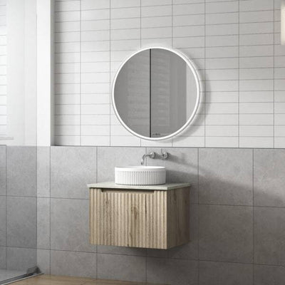 Aulic Calder 600mm Wall Hung Vanity Laminated Wood Grain (Alpine Flat Quartz Stone Top) - Sydney Home Centre