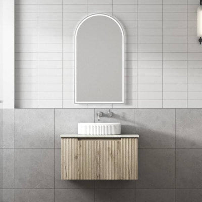 Aulic Calder 750mm Wall Hung Vanity Laminated Wood Grain (Alpine Flat Quartz Stone Top) - Sydney Home Centre