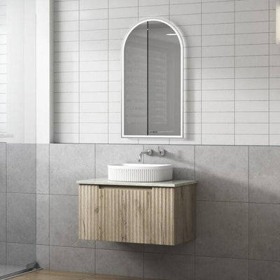 Aulic Calder 750mm Wall Hung Vanity Laminated Wood Grain (Alpine Flat Quartz Stone Top) - Sydney Home Centre