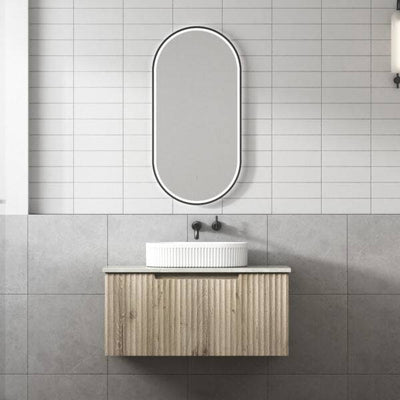 Aulic Calder 900mm Wall Hung Vanity Laminated Wood Grain (Alpine Flat Quartz Stone Top) - Sydney Home Centre