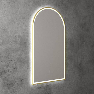 Aulic Canterbury 900mm x 500mm Framed LED Mirror Brushed Gold - Sydney Home Centre