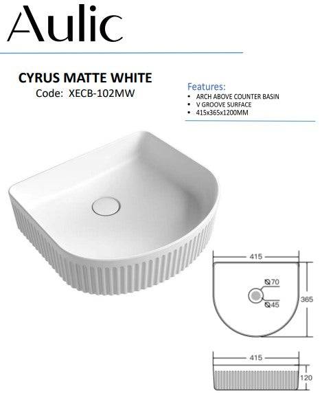 Aulic Cyrus Arch Above Counter Basin V Groove Matte White - Sydney Home Centre