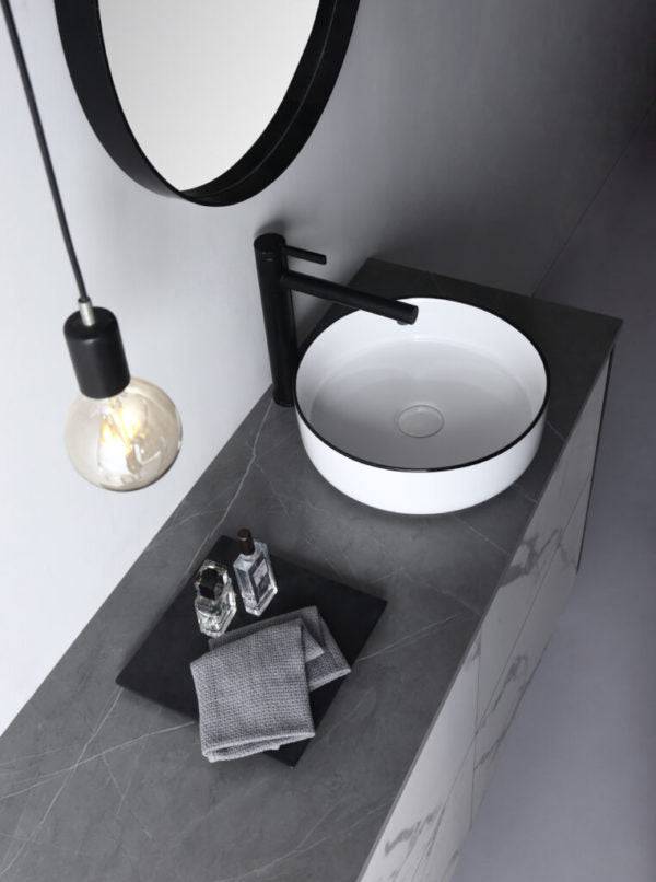 Aulic Dove Above Counter Basin Gloss White With Black Edge - Sydney Home Centre