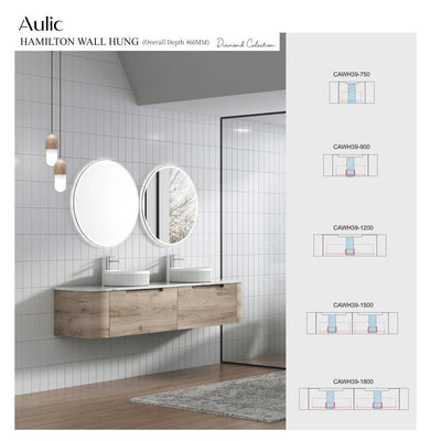 Aulic Hamilton 1500mm Wall Hung Vanity Laminate Plywood (Alpine Flat Quartz Stone Top) - Sydney Home Centre