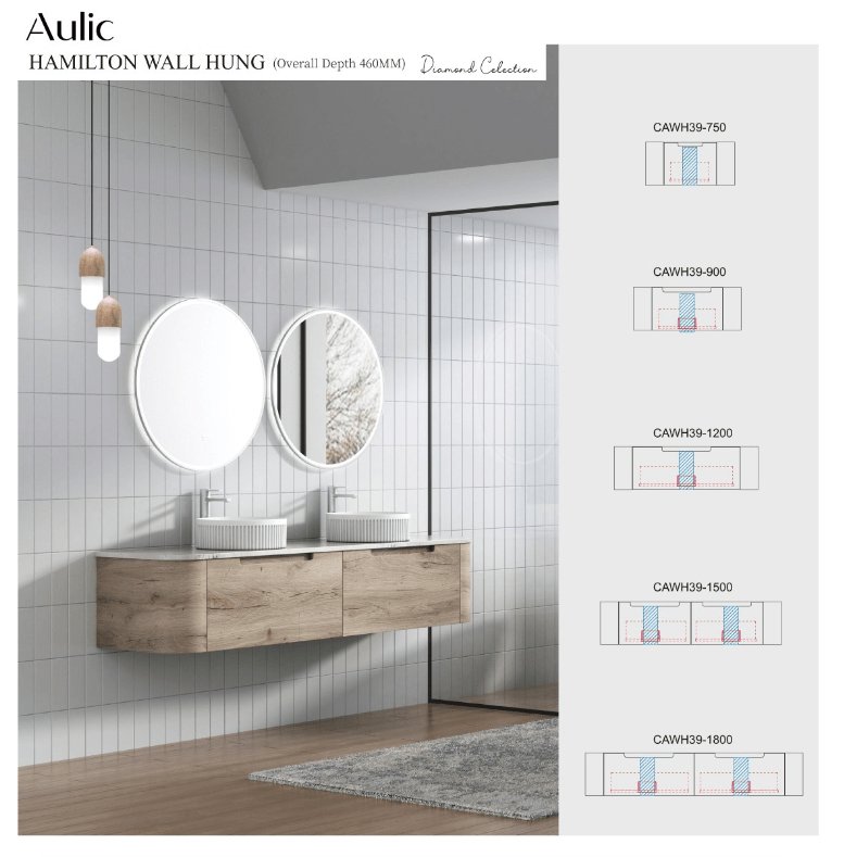 Aulic Hamilton 750mm Wall Hung Vanity Laminate Plywood (Cabinet Only) - Sydney Home Centre