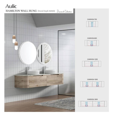 Aulic Hamilton 750mm Wall Hung Vanity Laminate Plywood (Snow Flat Stone Top) - Sydney Home Centre