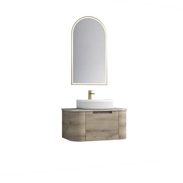 Aulic Hamilton 750mm Wall Hung Vanity Laminate Plywood (Snow Flat Stone Top) - Sydney Home Centre